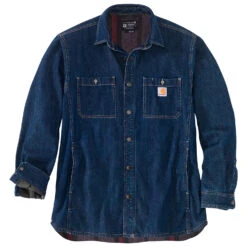 Carhartt Denim Fleece Lined Snap Front Shirt - Hemd